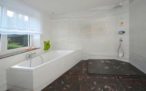 Bathroom renovation with classic marble